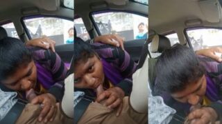 Ibu-ibu Dengan Suami Di Mobil, Tapi Pacar Tamil-nya Malah Nyedot Kontol Suami Di Dalam Mobil.
