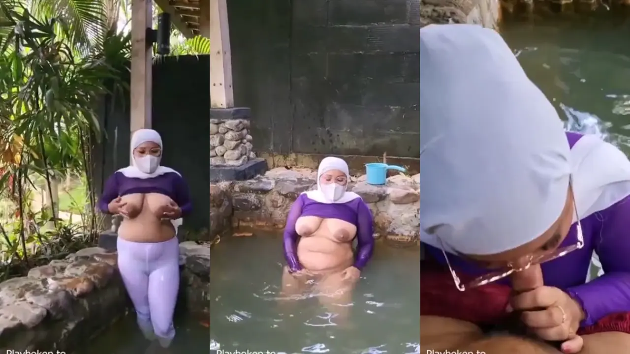 Main Sama Bunda Montok Di Kolam Outdoor, Basah-basahan Hot.